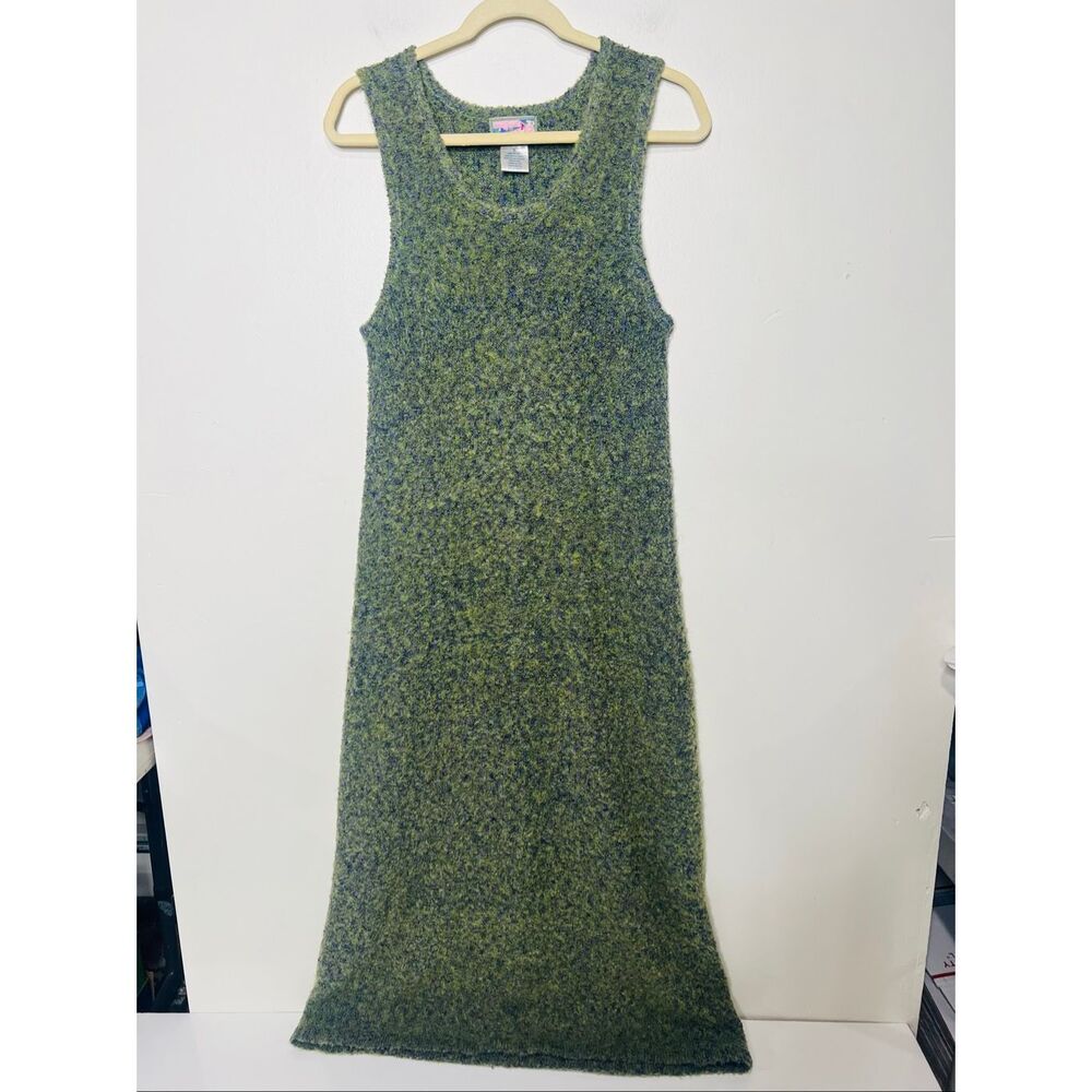 April Cornell Vintage Green Wool Blend Sweater Dress Maxi Sz Small Rare